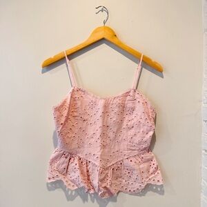 Francescas Blush Pink Eyelet Tank Top